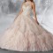 Light Pink Shiny Quinceanera Dresses Ball Gown Birthday Lace Up Applique Lace Beads Tiered Feather Sweet 16 Dress 